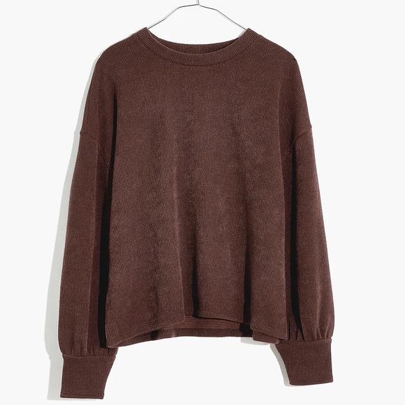 Madewell Tops - NEW! Madewell Brushed Knit Puff-Sleeve Top Brown Medium NWT